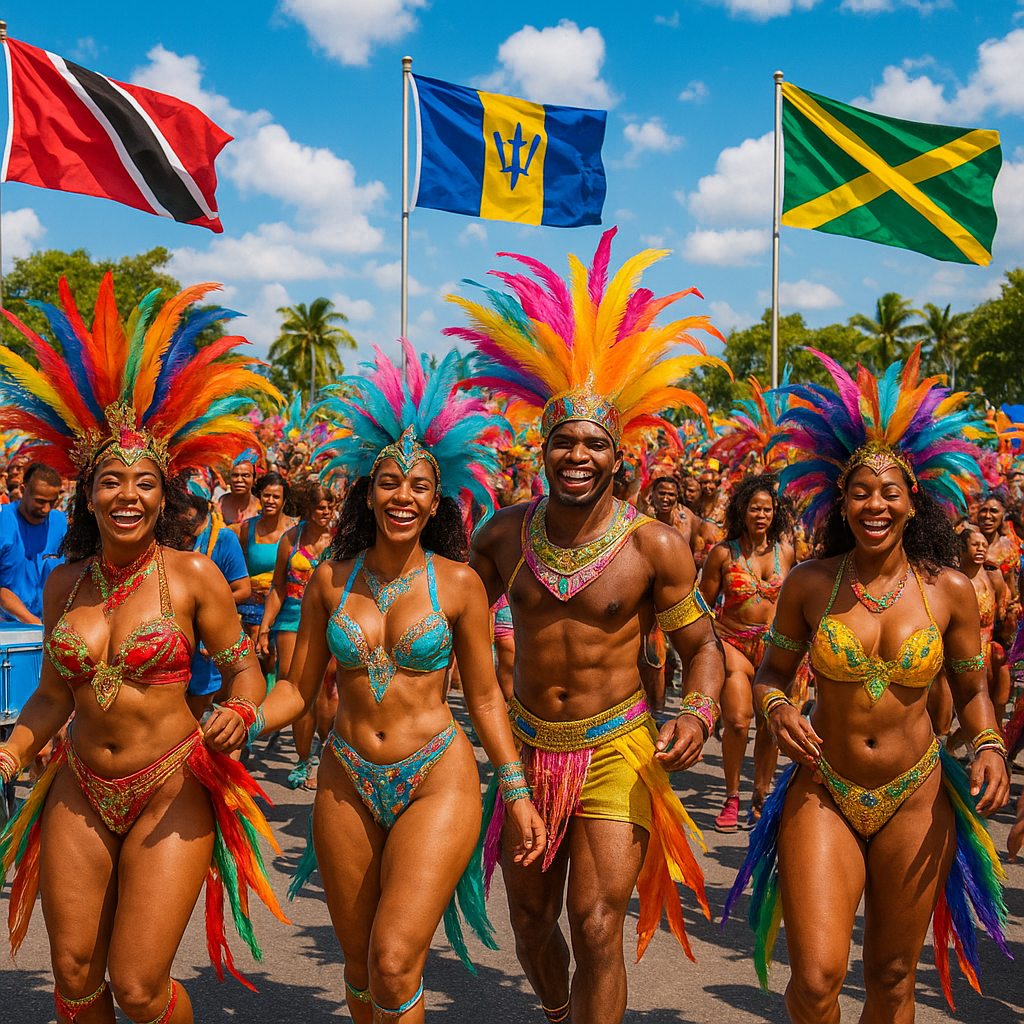 Colorful costumes at Jamaica Carnival 2025 in Kingston streets
