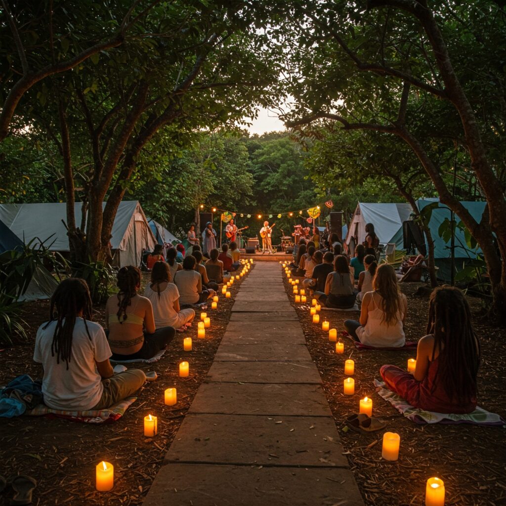 Peaceful reggae gathering in St. Ann with camping, sunrise meditation, and acoustic performances — a unique event in Jamaica.