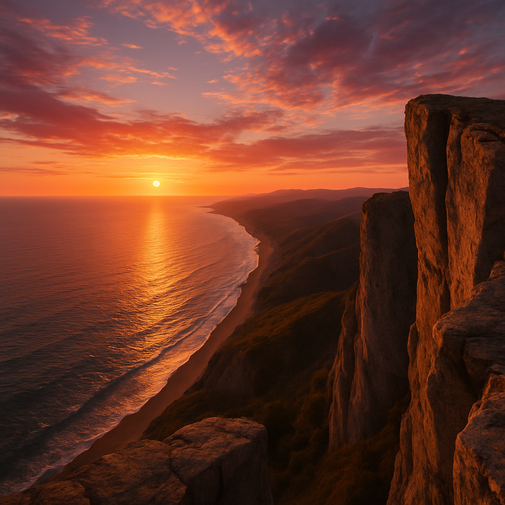 Sunset in Jamaica seen from Lover’s Leap cliffs, one of the most dramatic sunset spots in Jamaica.