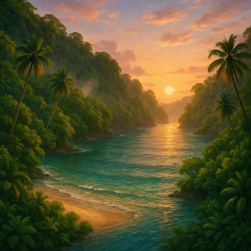 Sunset in Jamaica at Frenchman’s Cove, one of the most unique sunset spots in Jamaica.