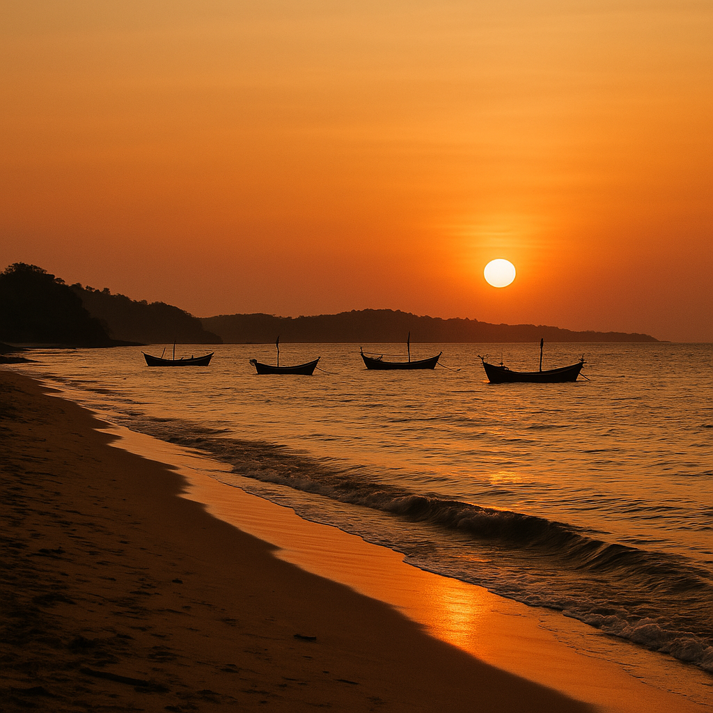 Authentic sunset in Jamaica at Bluefields Beach, a peaceful local sunset spot in Jamaica.
